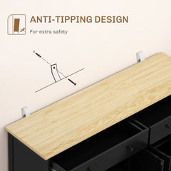 Modern Sideboard, Buffet Cabinet with Storage Drawers, Adjustable Shelves for Living Room, Dining Room, Entryway, Black