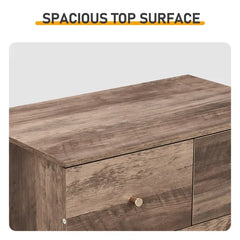 Gray Particleboard With A Textured Melamine Finish, 66*40*131cm, 5+2 Drawer Cabinet, Matte Gold Handles