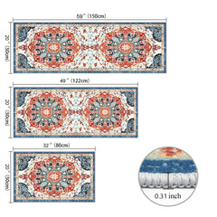 Boho Kitchen Rugs Set Of 3 Washable Throw Rugs With TPR Backing Non Slip Floor Mats Farmhouse Carpet For Kitchen, Laundry Room, Hallway