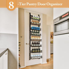 Behind-the-door Food Cabinet Storage Rack, Metal Hanging Spice Rack, Cabinet Door Storage Rack With Adjustable Basket, Kitchen Wall-mounted Spice Rack.
