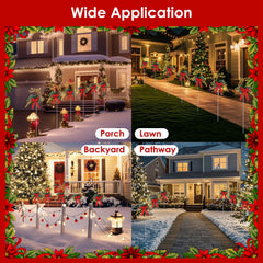 2Pcs Christmas Lighted Reindeer Decoration LED Pathway Stake Lights Battery Powered For Outdoor Garden Lawn Porch Front Door Patio Holiday Decor