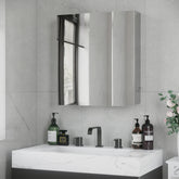 Wall Mounted Bathroom Medicine Cabinet with Hinged Door Storage Shelves for Living Room and Laundry Room Silver
