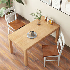 Farmhouse Dining Table Chairs, Set of 2 Rubber Wood Kitchen Table Chairs with Open Back for Living Room, Light Gray