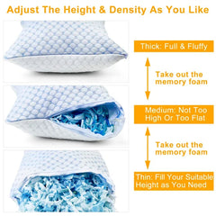 Bed Pillows Cooling Memory Foam Pillow Ventilated With Cooling Gel Infused Memory Foam Heat Reducing Cooling Fiber Breathable Machine Washable