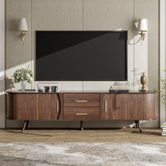 Mid-Century Modern TV Stand For 80 TV, Entertainment Center With Storage For Living Room, Bedroom, Media Console Table With 2 Drawers