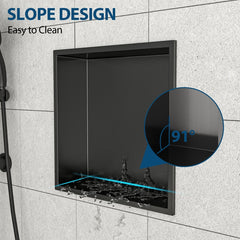 12 X 12 In Stainless Steel Shower Niche - Gunmetal Black, Waterproof, Easy Installation, Corrosion-Resistant