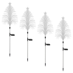 4Pack 7 Color Changing Solar Christmas Tree Lights Outdoor Optical Fiber Stake Lights Cedar Tree Lights With Topper Star IP44 Waterproof For Garden Yard Pathway Lawn