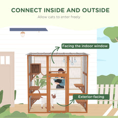 Catio Cat Window Box Outside Enclosure with Bridge Platforms