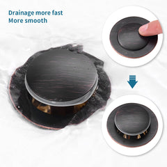 Pop-Up Drain Stainless Steel With Overflow Anti-Clogging For Vessel Sink Lavatory Vanity Sink Drain With Strainer Basket, Oil Rubbed Bronze