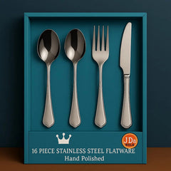 16 Piece Luxury High-end Silver Tableware Family Utensil Set - Stainless Steel 4-person Utensil Service Including Fork, Knife, Spoon, And Teaspoon - Durable, Elegant, Rust Proof Utensil Set, USPS Ship