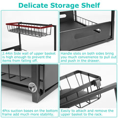 2 Tier Under Sink Organizers Pull Out Under Cabinet Basket Storage Shelf Sliding Drawer For Kitchen Bathroom