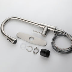 Single Handle High Pull Out Kitchen Faucet, Single-stage Stainless Steel Kitchen Sink Faucet, With Pull Down Spray