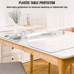 96 X 42 Inch Clear Table Cover Protector, 2mm Thick Clear Desk Protector Table Pads, Plastic Tablecloth Table Protector For Dining Room Table