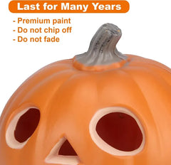 Lantern Halloween Pumpkin Lights- Waterproof Pre-lit Pumpkin Lighted JackoLantern For Halloween Porch, Party, Front Door, Fireplace Indoor And Outdoor Holiday Decorations, Sad Face, 10 Inch