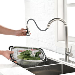Single Handle High Pull Out Kitchen Faucet, Single-stage Stainless Steel Kitchen Sink Faucet, With Pull Down Spray