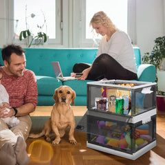 2 Packs Foldable Storage Bins Collapsible Storage Box Organizer Stackable Toy Container With Double Doors Top Lid Rolling Wheels For Clothes Toys Books