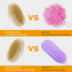1Pc Bath Brush 15in Shower Body Back Scrubber With Long Handle Detachable Brush For Cellulite Exfoliating Detox