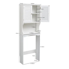 Fralimk 23.6*8.7*67inch Over-The-Toilet Storage, Bathroom Organizers And Storage Over Toilet Cabinet, Behind Toilet Bathroom Organizer With Two Louvered Doors, White