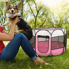 Portable Foldable Pet Playpen Exercise Pen Kennel Removable Zipper Top And Bottom Water Resistant Indoor Outdoor Use For Dogs Cats Other Pets