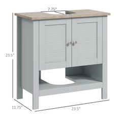 Pedestal Sink Storage Cabinet, Under Sink Cabinet, Bathroom Vanity Cabinet with Adjustable Shelf and Open Bottom Shelf, Gray