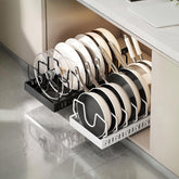 1Pc Pull Out Pots And Pans Organizer Under Cabinet With 8 Adjustable Dividers Rustproof Carbon Steel Sliding Pots Holder For Kitchen Cookware Bakeware Pots Lids Storage