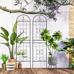 2 Pack Metal Garden Trellis 86.7" X 19.7" Rustproof Trellis For Climbing Plants Outdoor Flower Support Black