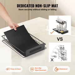 2-Tier 10.7"W X 14.2"D Pull Out Cabinet Under Sink Organizer 10.7"x14.2" Drawer Basket, 12.5"Wx15.5"Dx13"H Install Size For Cabinet