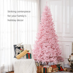 7.5 FT Tall PreLit Artificial Christmas Tree with Realistic Branches, 500 Warm White LED Lights and 1346 Tips, Pink