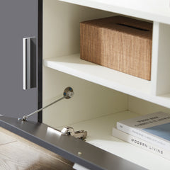 FashionTV Stand,TV Cabinet,entertainment Center TV Station,TV Console,console With LED Light Belt, Light Belt Can Be Remote Control,with Cabinets,open Cells,for The Living Room,bedroom,white Dark Gray