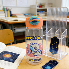 Astronaut Cat Plastic Bottle 400ml-Pink