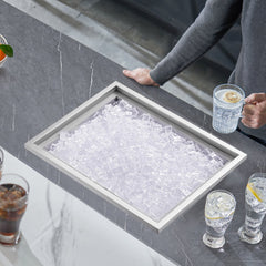 Drop In Ice Chest, 22'L X 17'W X 12'H Stainless Steel Ice Cooler, Commercial Ice Bin With Cover, 40 Qt Outdoor Kitchen Ice Bar, Drain-pipe And Drain Plug Included, For Cold Wine Beer