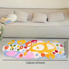 Colorful Cartoon Rugs, Colorful Flower Floor Mats, Cute And Beautiful Bedroom Rugs, Super Soft Bedroom Area Rugs, Non-Slip Quick Drying Long Bath Mats, Bathroom Kitchen Long Runner Mats