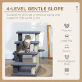 4 Levels Cat Steps with Scratching Posts for High Bed, Sofa, Gray