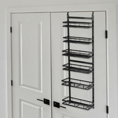 Behind-the-door Food Cabinet Storage Rack, Metal Hanging Spice Rack, Cabinet Door Storage Rack With Adjustable Basket, Kitchen Wall-mounted Spice Rack.