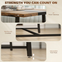 Industrial Kitchen Table for 8 People, 70.9" Long Dining Table with Large Tabletop and Steel Legs for Dining Room, Brown