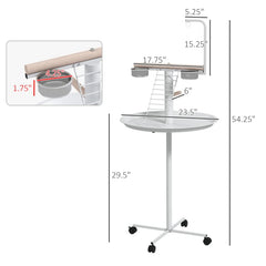 PawHut Bird Stand With Wheels, Perches, Feed Bowls, Round Tray For Parrot