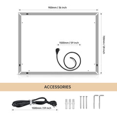 LED Bathroom Mirror With Touch Button Control