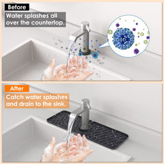 Black-Grey Color Options -- 1Pc Silicone Faucet Mat Kitchen Sink Splash Guard Drain Mat Drying Pad Kitchen Mat Bathroom Drip Catcher
