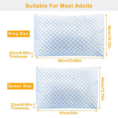 Cooling Memory Foam Pillow Ventilated Soft Bed Pillow With Cooling Gel Infused Memory Foam Heat Reducing Cooling Fiber Breathable Machine Washable