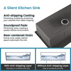 Stainless Steel Kitchen Sink, 27 X 19 Inch Single Bowl Undermount Sink, Handmade Black Kitchen Sink With US Standard Drain And Accessories