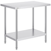 Stainless Steel Prep Table, 24 X 36 X 34 Inch, Heavy Duty Metal Worktable With 3 Adjustable Height Levels, Commercial Workstation For Kitchen Garage Restaurant Backyard
