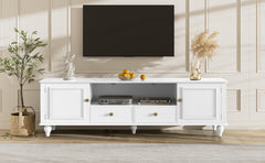 VIBE HAUS 70.9 Modern TV Stand For TVs Up To 80 Inches, Entertainment Center With Open Compartment, TV Storage Cabinet With 2 Drawers, 2 Cabinets And 5 Solid Legs For Living Room