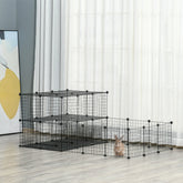 Pet Playpen with Door, Metal Mesh Cage with Mallet, Black