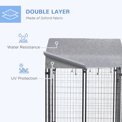 Outdoor Dog Kennel with Roof, 4' x 4' x 6' Heavy Duty Welded Wire Dog Playpen Enclosure with Escape-proof Lock, UV-Resistant & Waterproof Cover, for Medium Dogs, Chickens, Ducks, Silver