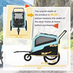 2-in-1 Dog Bike Trailer Pet Stroller Carrier for Large Dogs with Hitch
