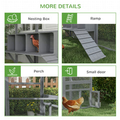 9' x 6' x 6' Large Chicken Coop with Nesting Box, Water-Resistant and Anti-UV Cover for 8-12 Chickens, Gray