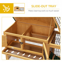 2 Level 59" Outdoor Rabbit Hutch with Openable Top, Yellow