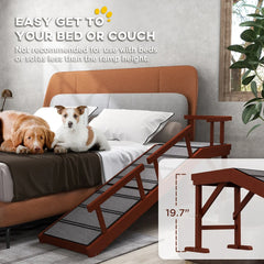 PawHut Wooden Dog Ramp With Removable Guardrails, Non-Slip Surface,, Brown