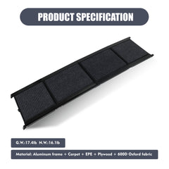 Dog Ramp For Car 65x17 Large Folding Pet Stair Ramps For Truck, SUV, With Non-Slip Surface, Up To 250LBS, Outdoor Dog Car Ramp For Medium Large Dogs, Portable Pet Steps