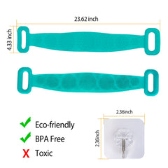 Silicone Back Scrubber Belt For Shower Exfoliating Foaming Body Wash Strap Brush Bristles Massage Dots With Adhesive Hook